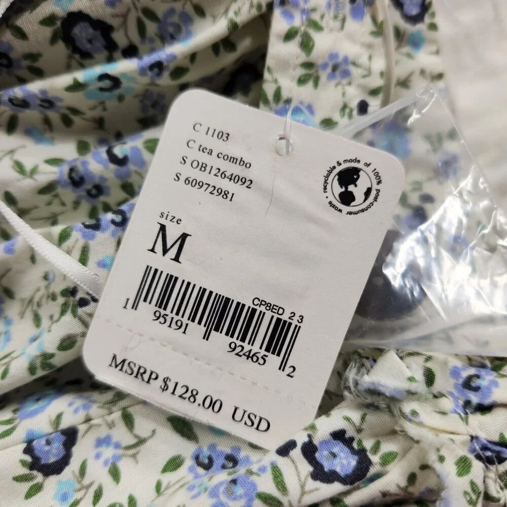 Free People Womens womens Size M Petunia Mini Dress Tea Combo Floral Green --21
